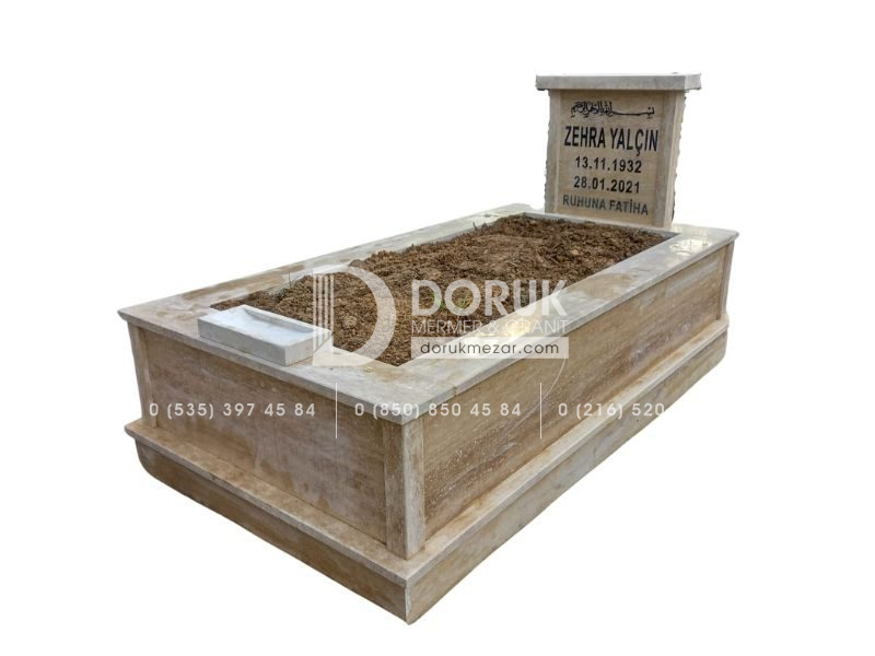 Tek Kişilik Komple Traverten Mezar