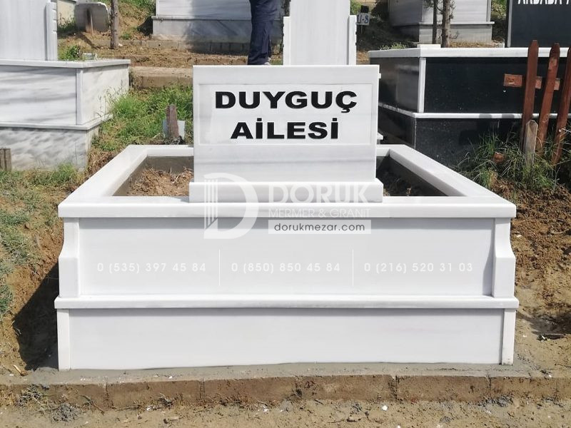iki Kisilik Bastasi Sutunlu Sut Beyazi Mermer Mezar