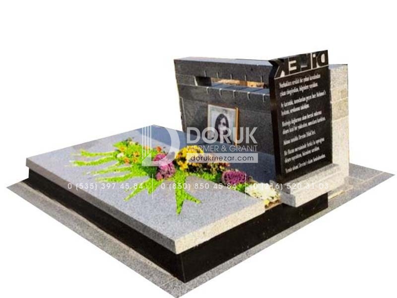 G-116 Özel Anıt Granit Mezar Modeli Özel Anıt Granit Mezar Modeli 10-15cm kalınlığında Beta Granit, 5cm kalınlığında Nero Gaska Granit kullanılmıştır.