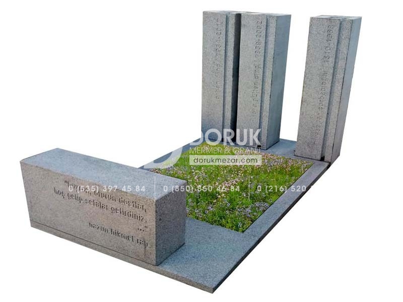 G95 Beta Granit Sütunlu Mezar Modeli