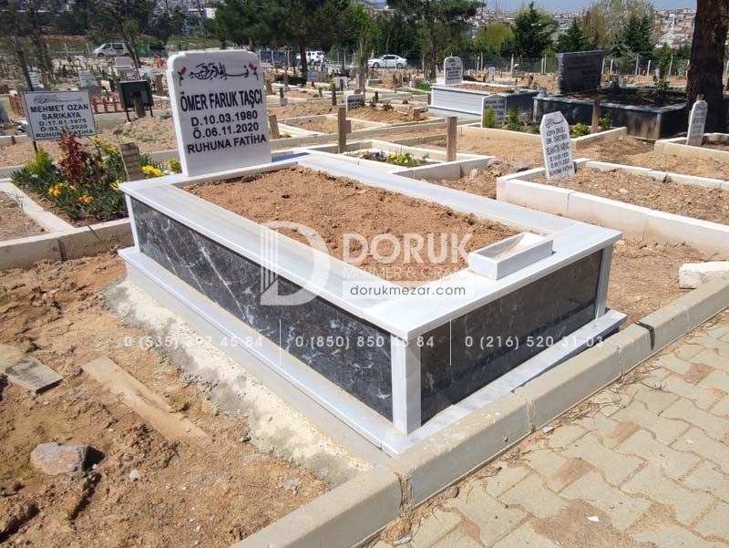 Tek Kişilik Gövde Siyah Mermer Mezar