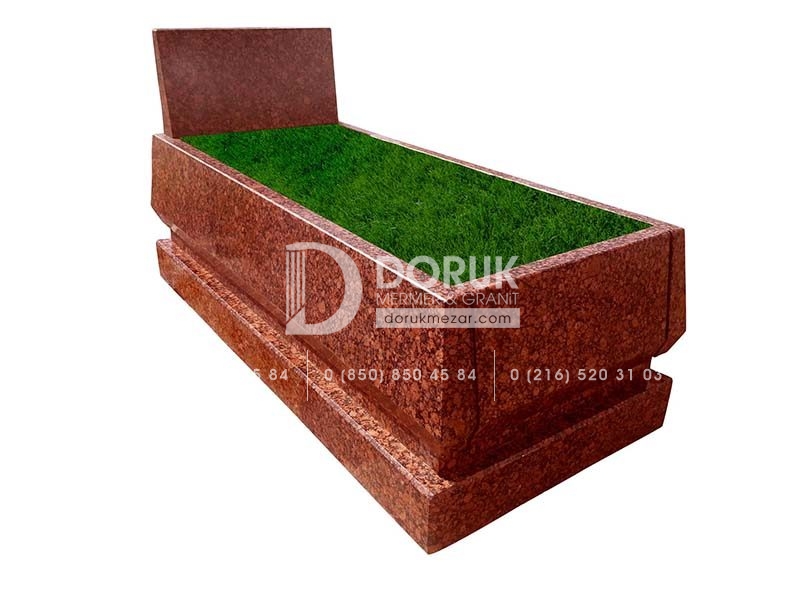 G-84 Kırmızı Konik Blok Mezar Modeli