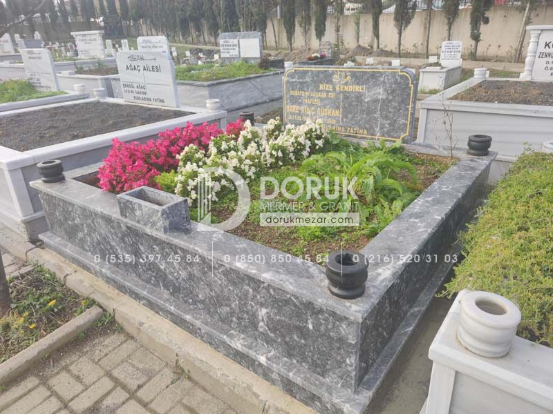 iki Kisilik Komple Siyah Mermer Mezar