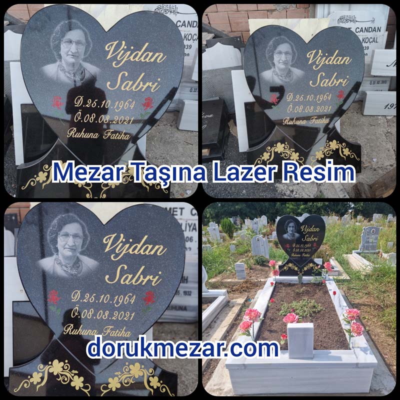 Mezar taşına lazer resim kalp