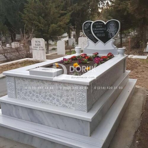 Tek Kişilik Cnc Desen İşlemeli Mermer Mezar Modelleri