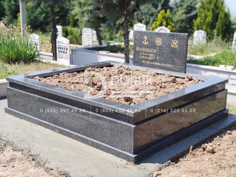 iki Kisilik Komple 5 cm Kalinlikta Siyah Granit Mezar