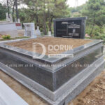 Cift Kisilik Siyah ve Gri Granit Komple 5cm Kalinlikta Blok Mezar