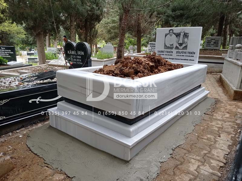 Tek Kişilik Blok Mermer Mezar Modeli