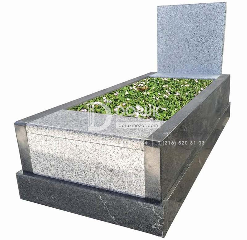 Bianco Sardo ve Nero Gaska Blok Granit Mezar