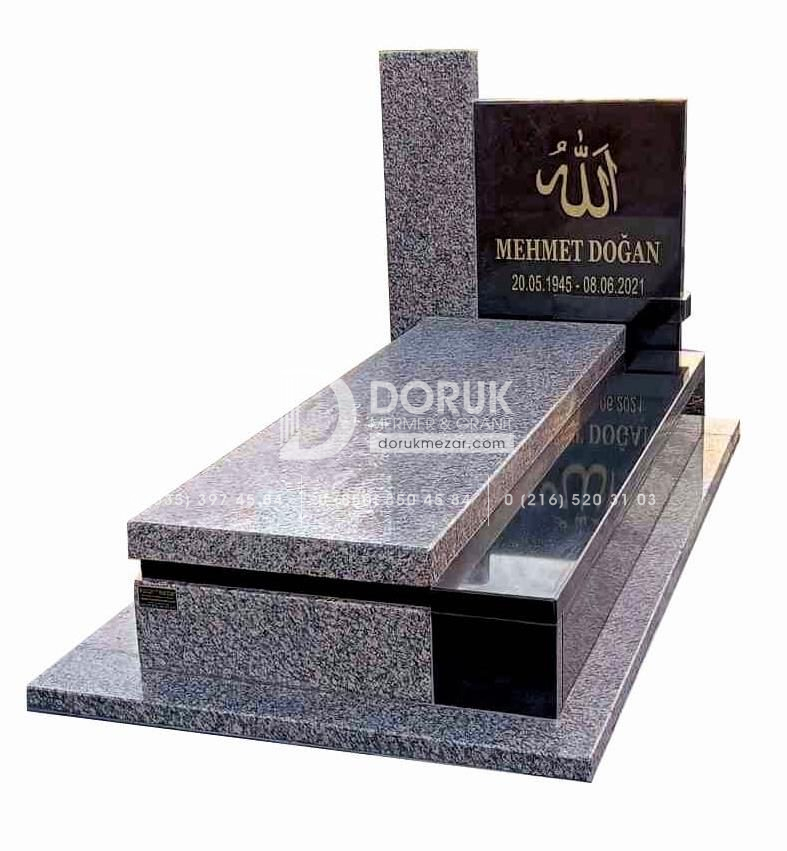 Ustu Kapali Absolute Black ve Rosa Granit Blok Mezar
