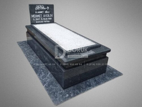 Siyah Granit Mezar Komple 5cm Mekanik Montaj