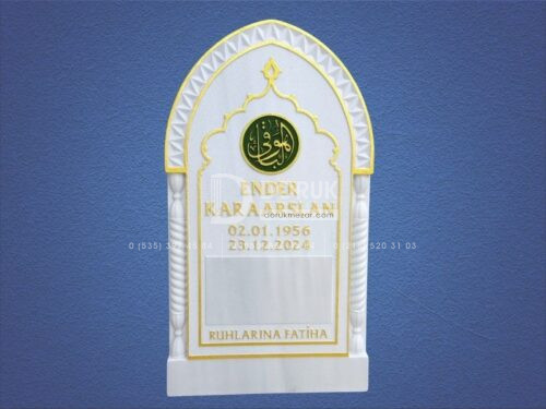 Kum Saati Sütunlu CNC İşlemeli Mezar Taşı