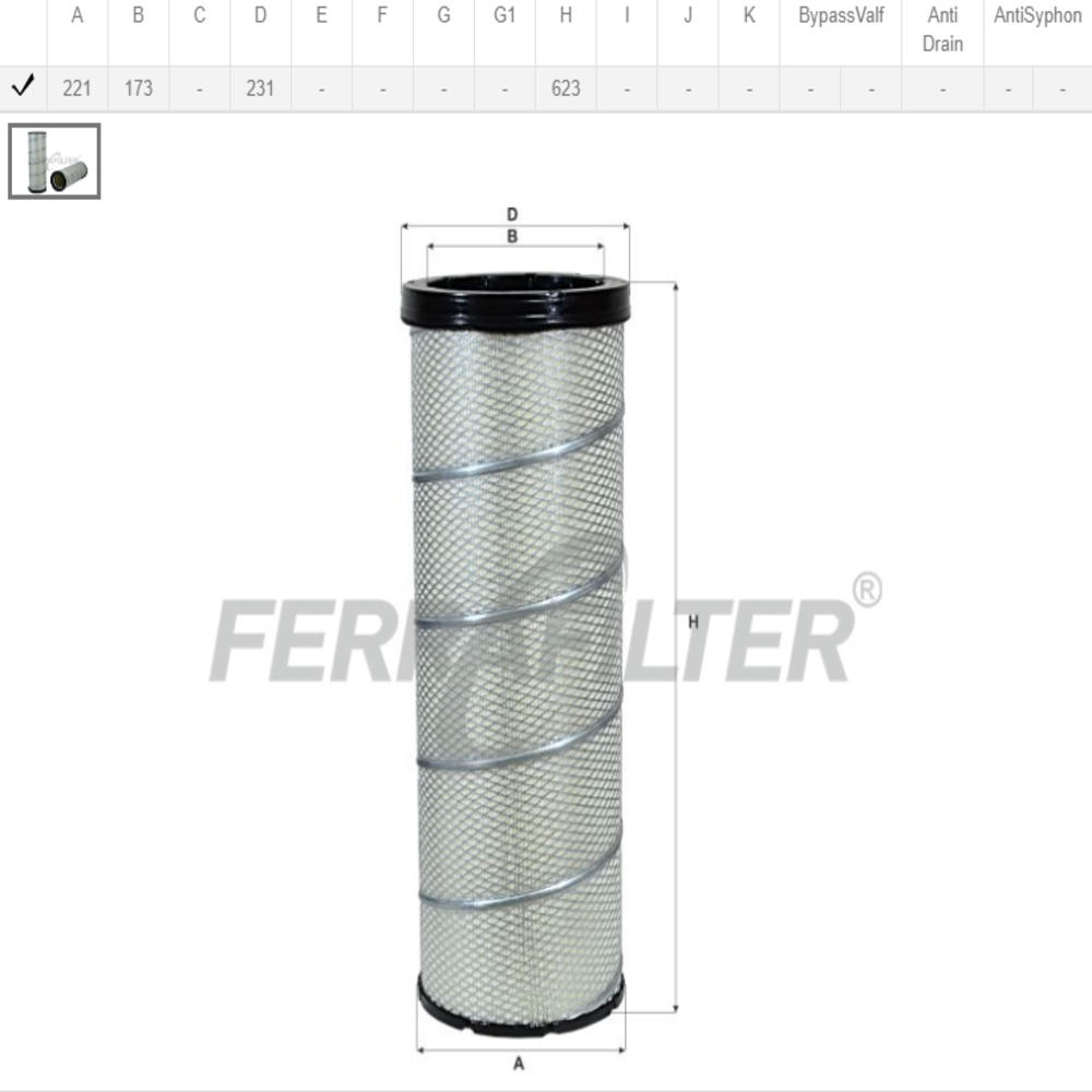 FAR2362MS Hava Filtresi İç