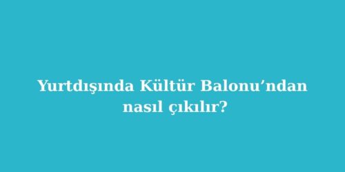 Yurtdışında "Kültür Balonu"ndan Nasıl Çıkılır? 88 yurtdisinda kultur balonundan nasil cikilir 500x250 1