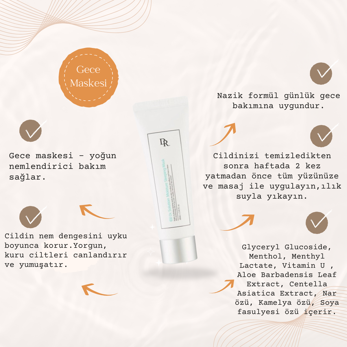 CUSKIN MOISTURE SLEEPING MASK 60 ml - Görsel 2