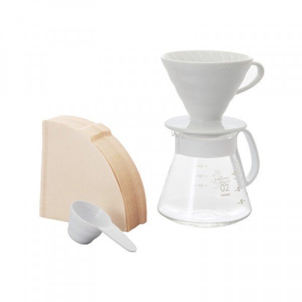Hario V60 02 Seramik Kahve Demleme Seti "Beyaz"