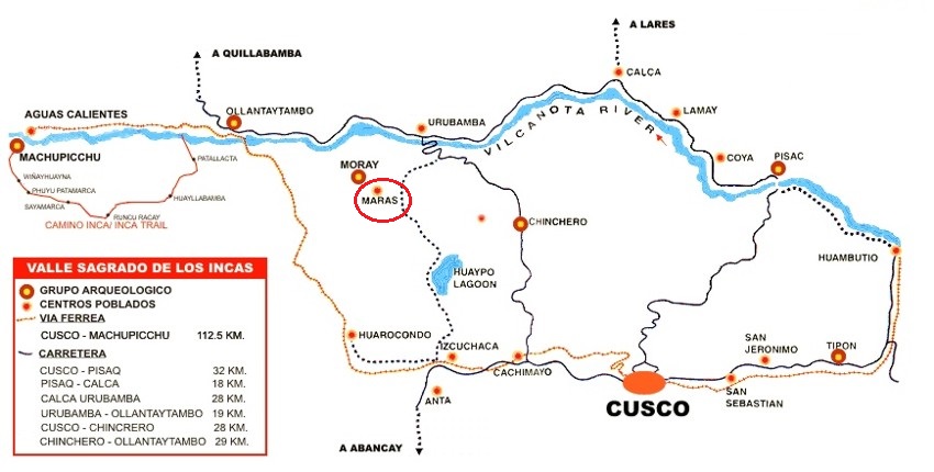 Kutsal Vadi haritasi - Peru
