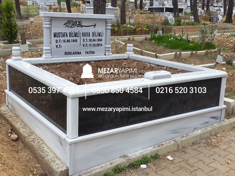 İki Kişilik Gövde Granit Sütunlu Mezar - Görsel 4