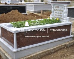 Tek Kişilik Granit Sütunlu Mezar - Görsel 3