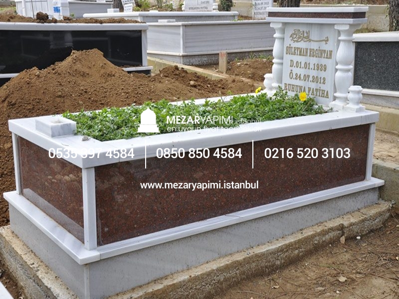 Tek Kişilik Granit Sütunlu Mezar - Görsel 3
