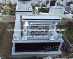 Tek Kişilik Granit Sütunlu Mezar - Görsel 14