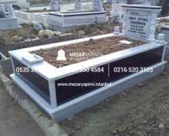 Tek Kişilik Granit Sütunlu Mezar - Görsel 15