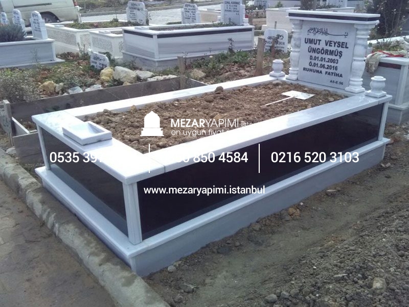 Tek Kişilik Granit Sütunlu Mezar - Görsel 15