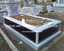 Tek Kişilik Granit Sütunlu Mezar - Görsel 16