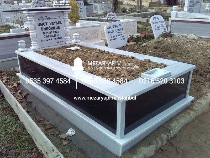 Tek Kişilik Granit Sütunlu Mezar - Görsel 16