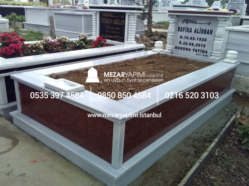 Tek Kişilik Granit Sütunlu Mezar - Görsel 17