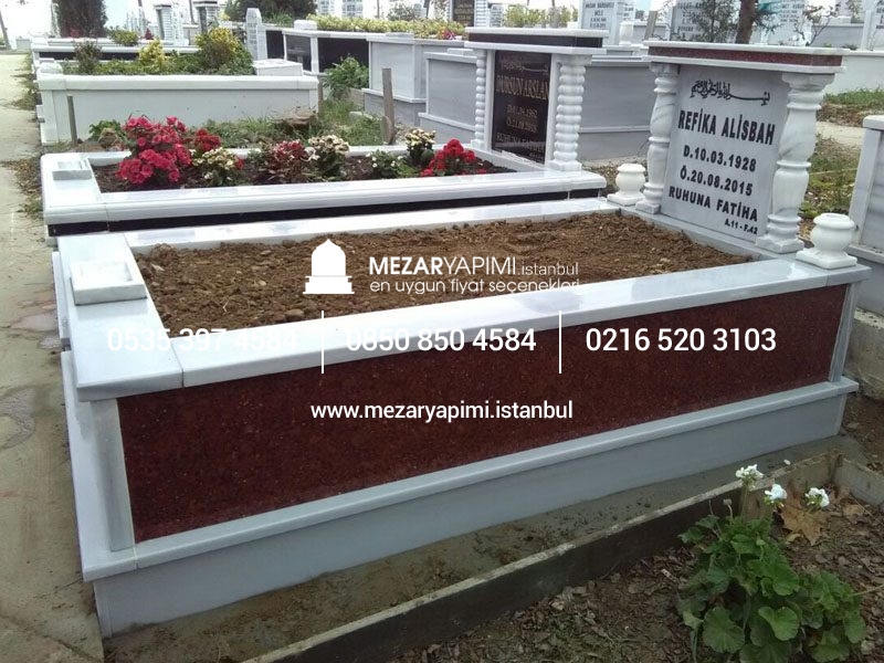 Tek Kişilik Granit Sütunlu Mezar - Görsel 18