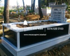 Tek Kişilik Granit Sütunlu Mezar - Görsel 5