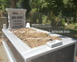 Tek Kişilik Granit Sütunlu Mezar - Görsel 9