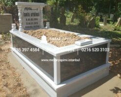Tek Kişilik Granit Sütunlu Mezar - Görsel 7