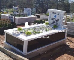 Tek Kişilik Granit Sütunlu Mezar - Görsel 6