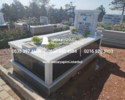 Tek Kişilik Granit Sütunlu Mezar - Görsel 4