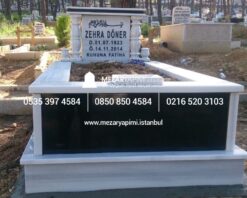 Tek Kişilik Granit Sütunlu Mezar - Görsel 10