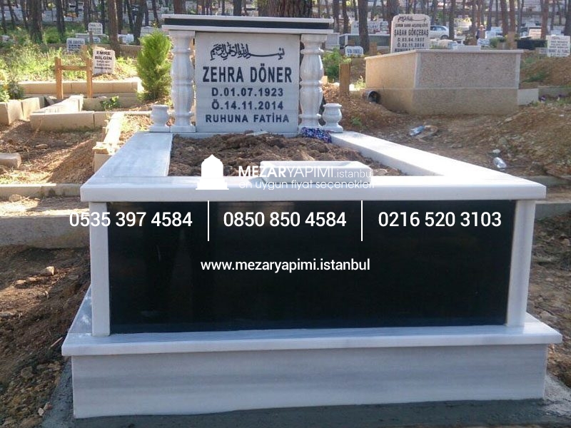 Tek Kişilik Granit Sütunlu Mezar - Görsel 10
