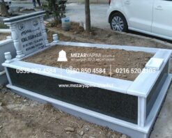 Tek Kişilik Granit Sütunlu Mezar - Görsel 11