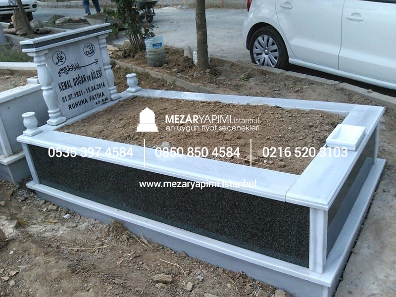 Tek Kişilik Granit Sütunlu Mezar - Görsel 11