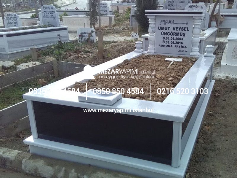 Tek Kişilik Granit Sütunlu Mezar - Görsel 13