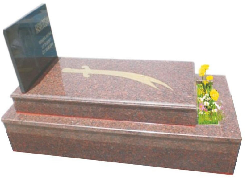 G-11 ZÜLFİKAR DESENLİ KIRMIZI GRANİT KOMPLE 5 CM KALINLIKTA MEZAR
