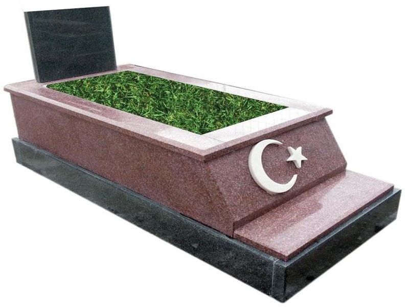 G-23 KIRMIZI - N. GASKA GRANİT AY YILDIZLI KOMPLE 5 CM KALINLIKTA MEZAR
