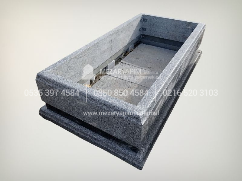 Komple 5 cm Absolute Black ve Gri Beta Granit Blok Mezar