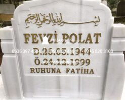 Tek Kişilik Baştaşı Koltuklu Süt Beyazı Mermer Mezar - Görsel 11
