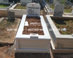 Tek Kişilik Süt Beyazı Mermer Mezar Model - Görsel 10