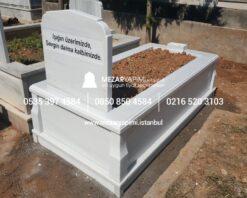 Tek Kişilik Süt Beyazı Mermer Mezar Model - Görsel 5