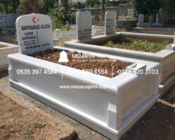 Tek Kişilik Süt Beyazı Mermer Mezar Model