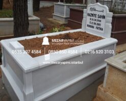 Alternative view of Tek Kişilik Baştaşı Koltuklu Süt Beyazı Mermer Mezar