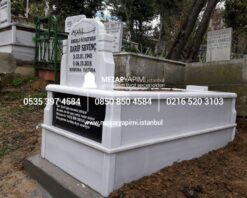 Tek Kişilik Baştaşı Koltuklu Süt Beyazı Mermer Mezar - Görsel 14